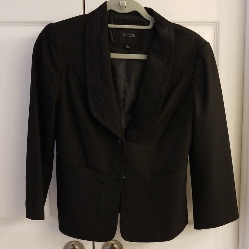 Black blazer with lace collar